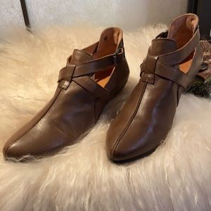 Dark Taupe Leather Fidji Ankle Boots